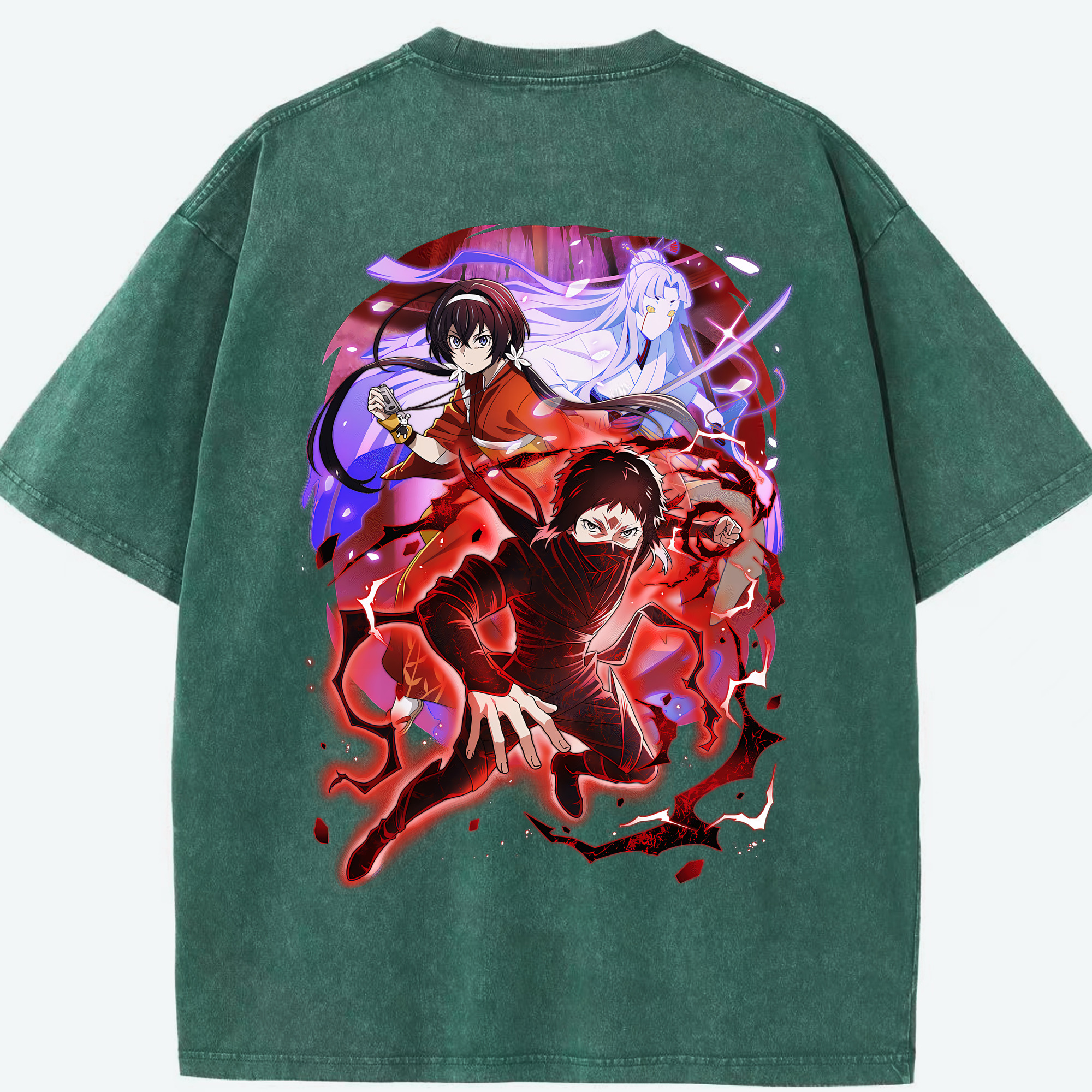 （画像用） 文豪ストレイドッグス Bungo Stray Dogs 綿100% ヴィンテージ風 半袖Tシャツ（背面プリント）